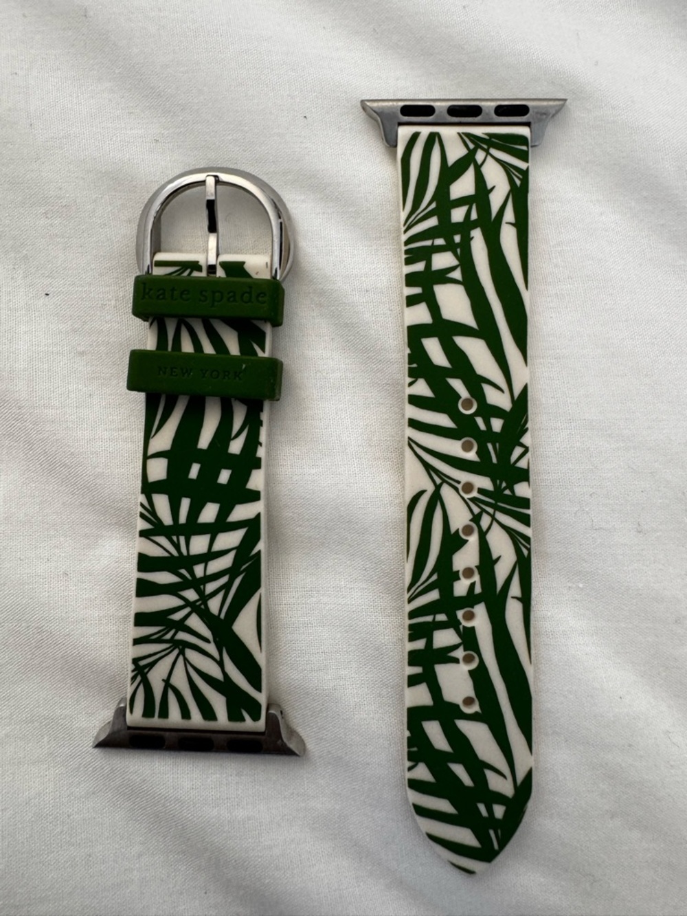 kate spade Green and White Palm Print Silicone Apple Watch Band